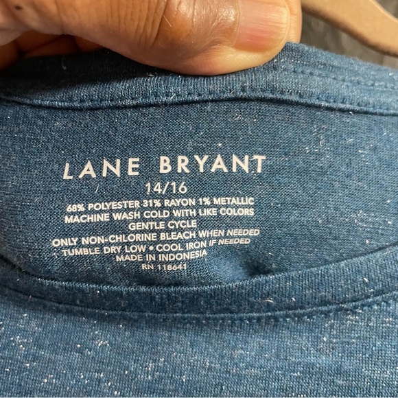 Lane Bryant Women’s Teal Speckled  14/16 Tee Sparkly Glitter Glimmer Shine - Picture 2 of 5